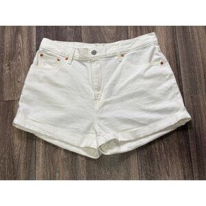 Levi's Mom Shorts High Rise Women’s 31 Relaxed A-Line Silhouette Ivory Denim